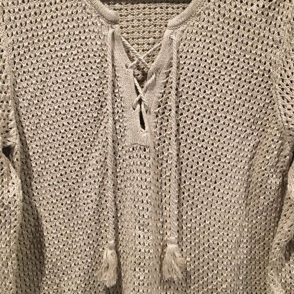 J Jill pullover long sleeve top sweater crochet S - Picture 4 of 5